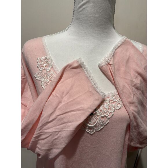 Vintage long pink nightgown Sweet Longjohns Size L style 917 lace embellishments - Picture 3 of 5